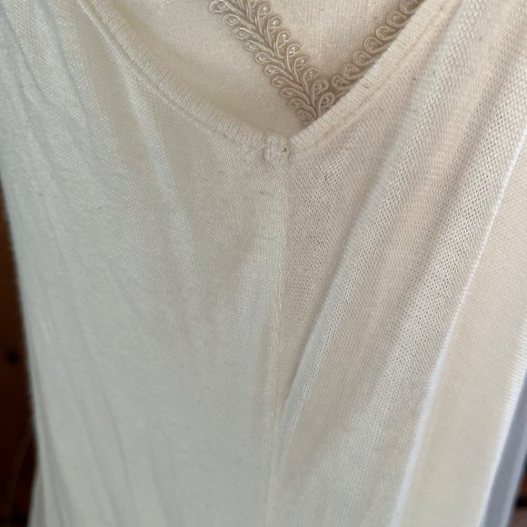 KLD Signature Sleeveless Waterfall Cardigan Cover Up Gray White Lt Blue Sz M - Picture 7 of 12